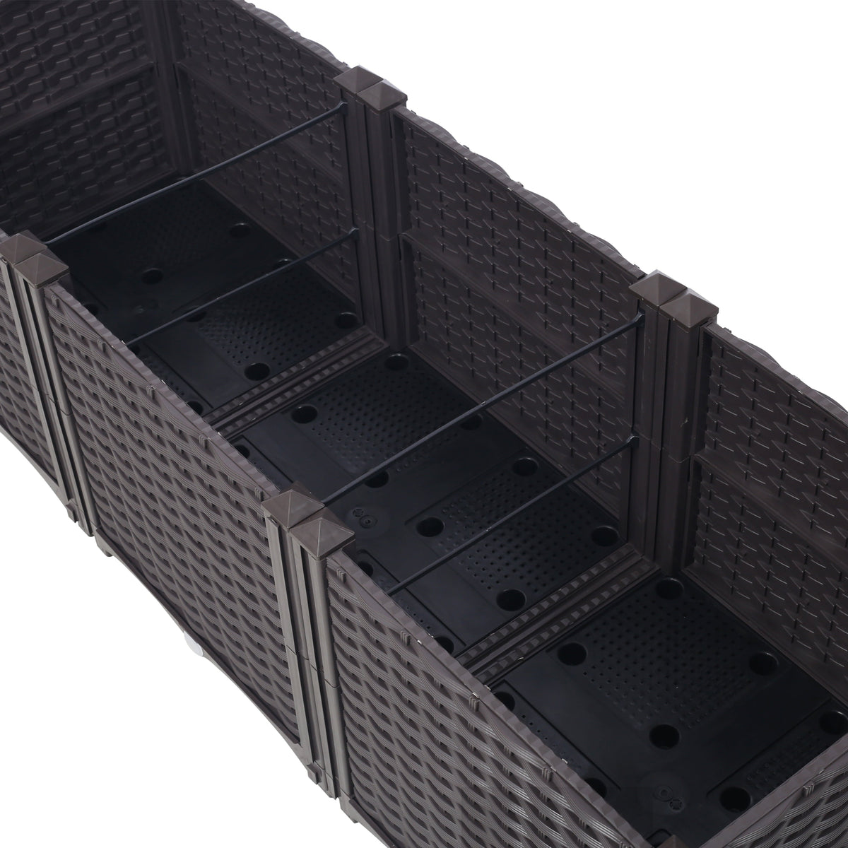 Deep Raised Garden Bed Plastic Planter Boxes with Self-Watering System - Black, view 9