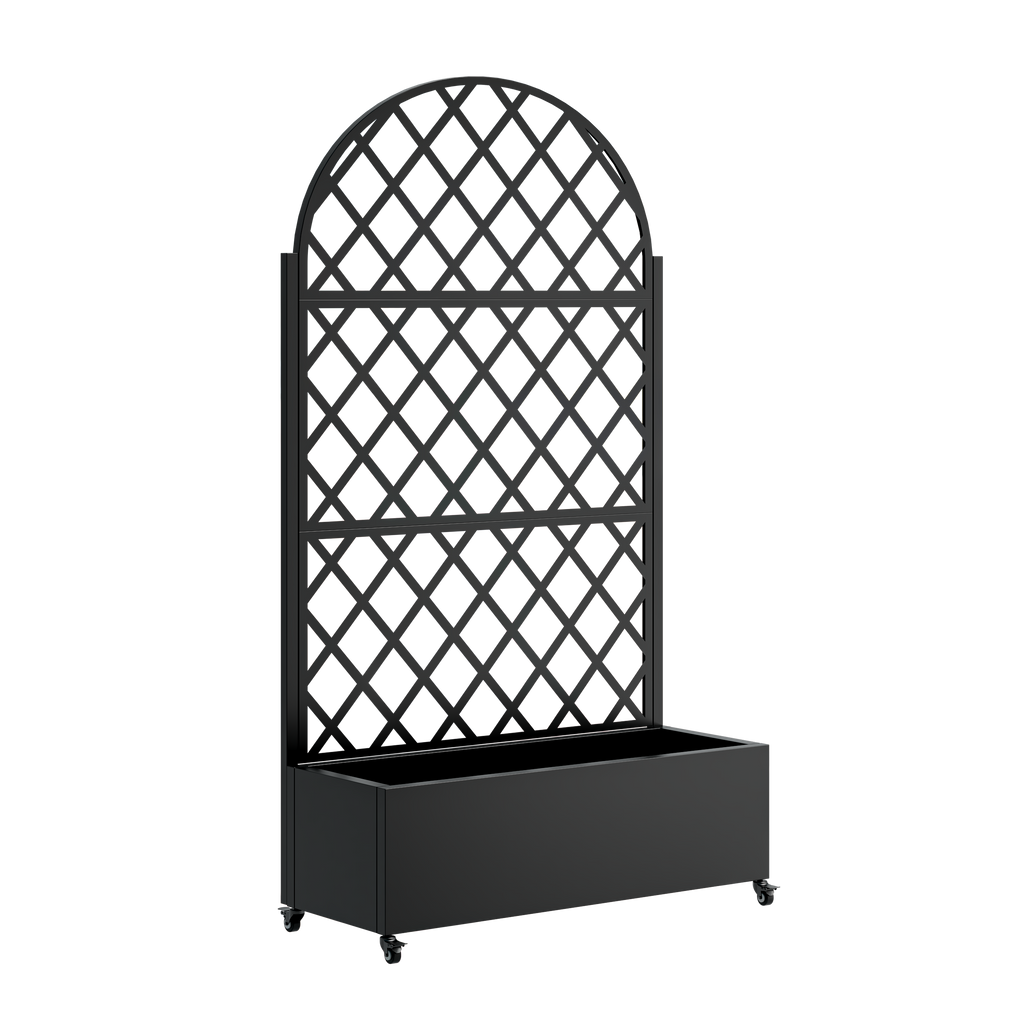 Round Metal Planter Box with Trellis, view 7