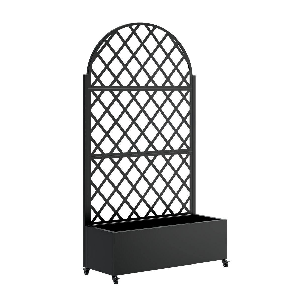 Round Metal Planter Box with Trellis, view 7