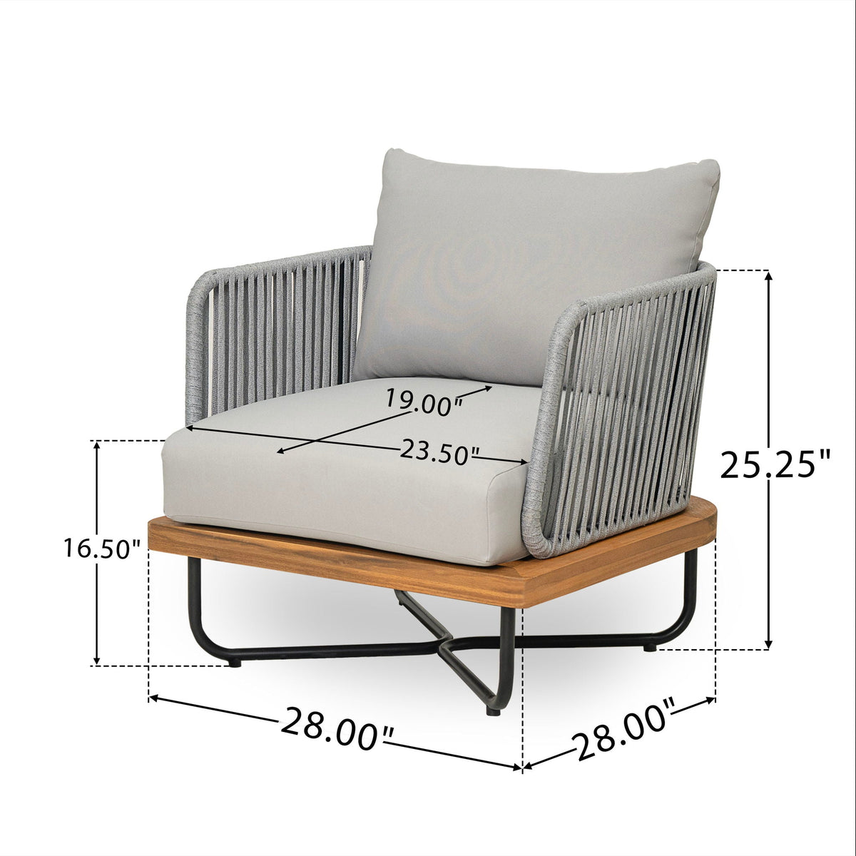Lucca Outdoor Acacia Wood Chair, view 6