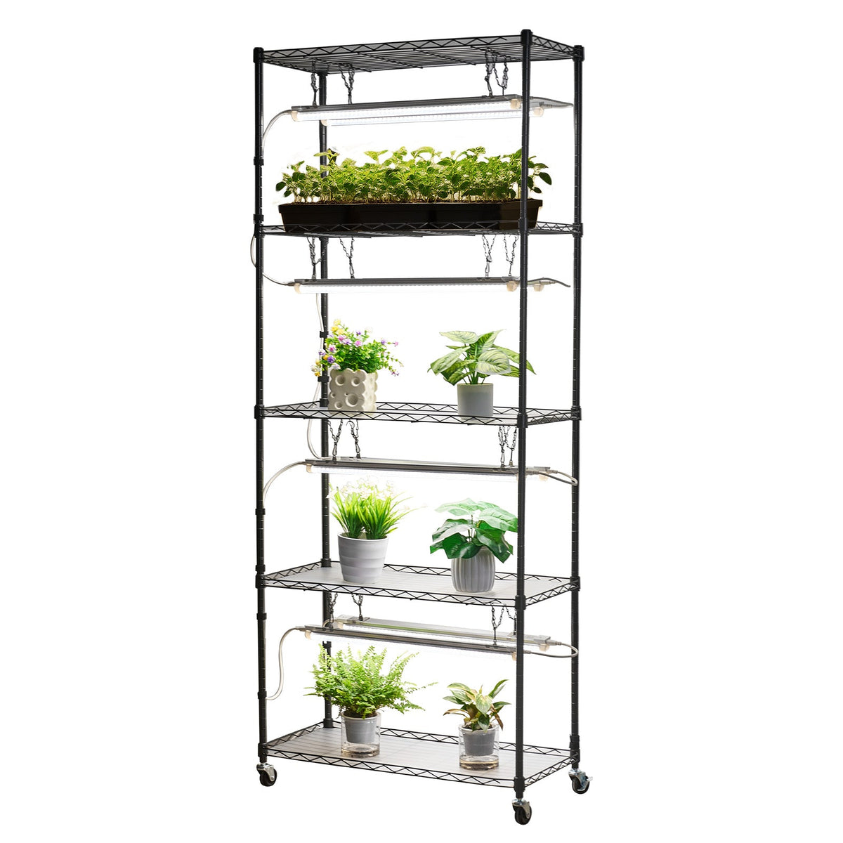 71" DIY plant shelf with grow lights, view 3