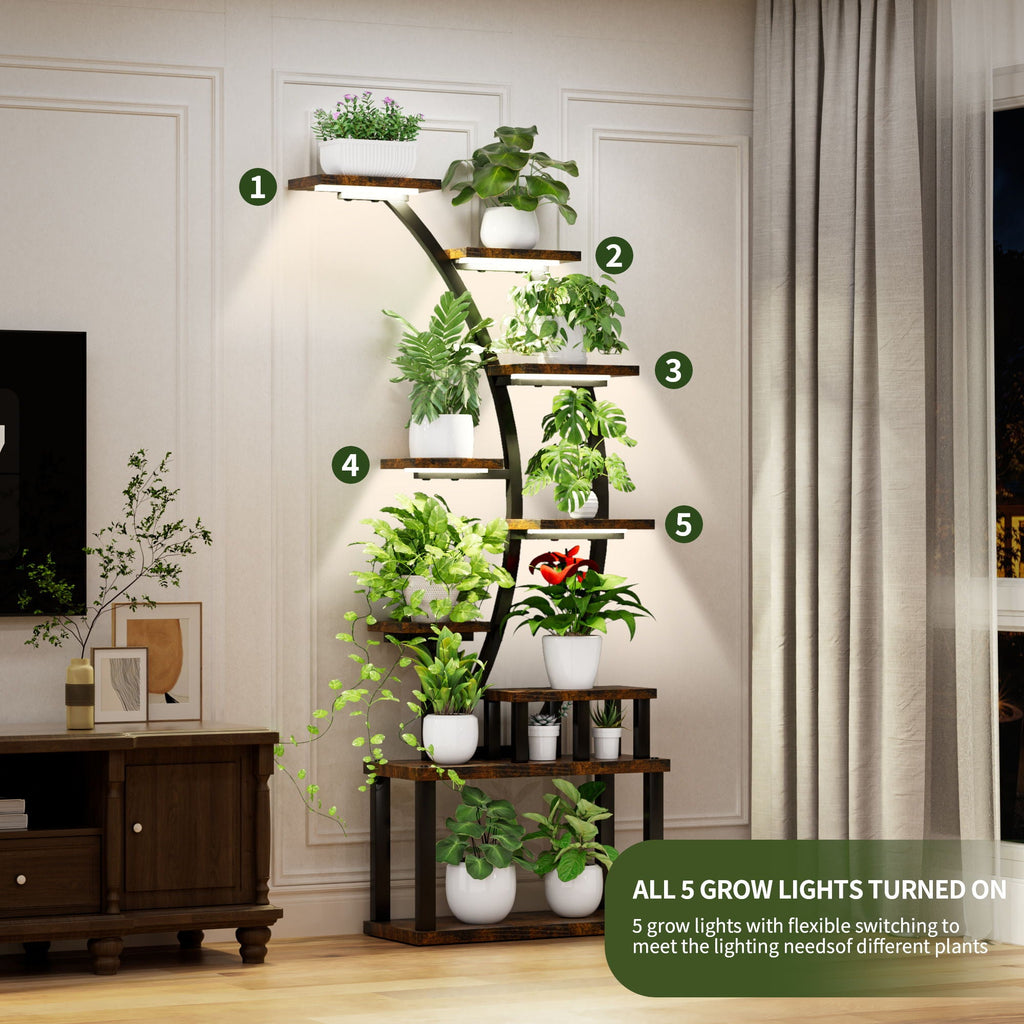 9-tier plant stand with 5 adjustable grow lights, view 4