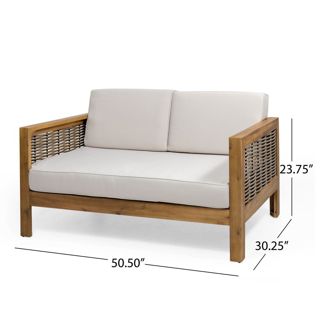Outdoor Patio Set with Coffee Table and Loveseat - Teak Beige, view 3