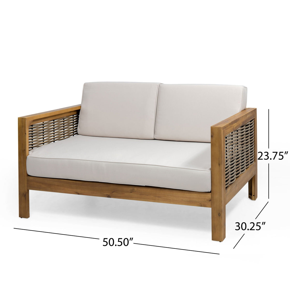 Outdoor Patio Set with Coffee Table and Loveseat - Teak Beige, view 3