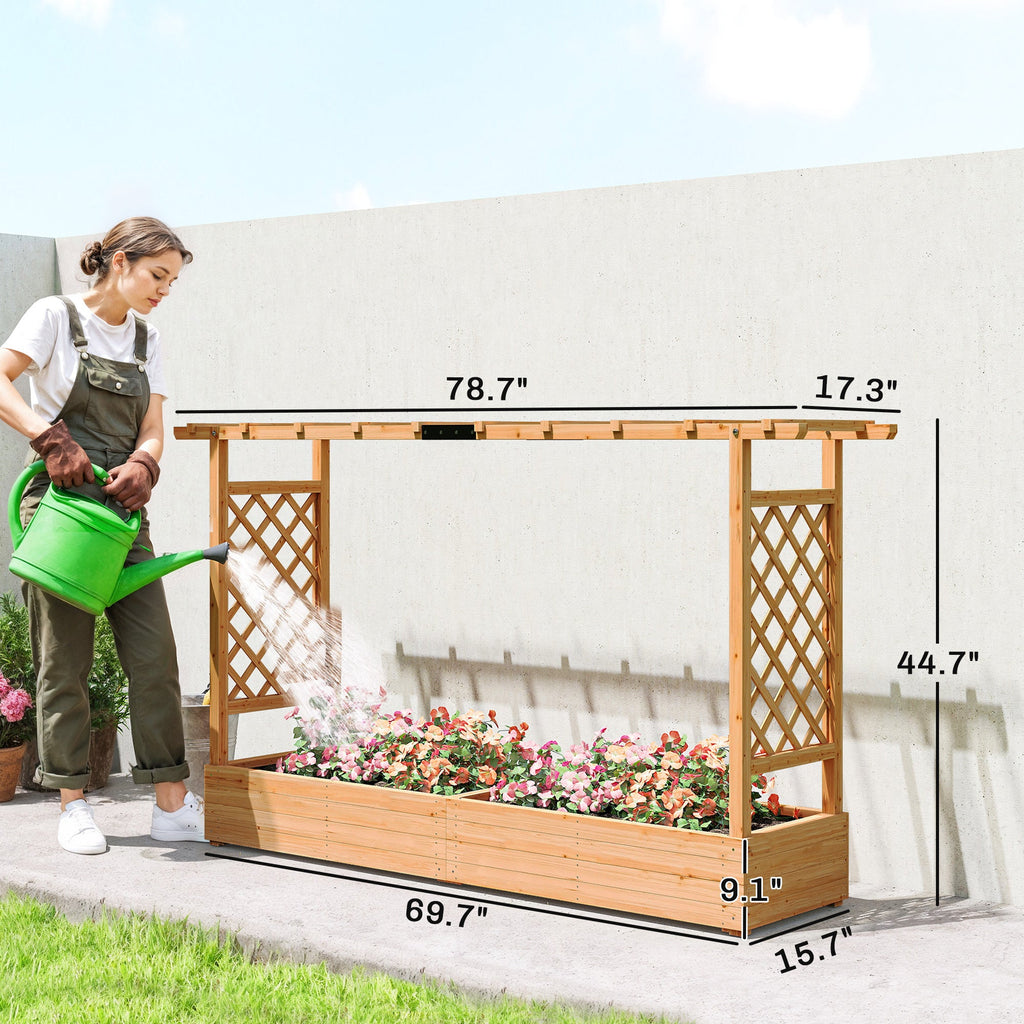 Wood Raised Garden Bed with Trellis - Large Outdoor Planter Box, view 7