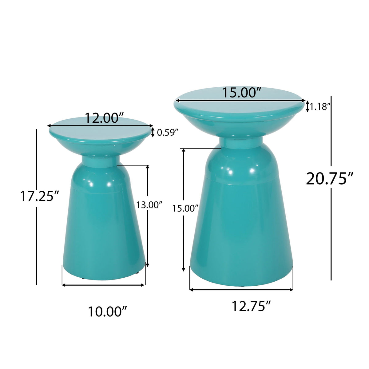 Serenita Outdoor Side Tables With Flared Design (Set of 2), view 10