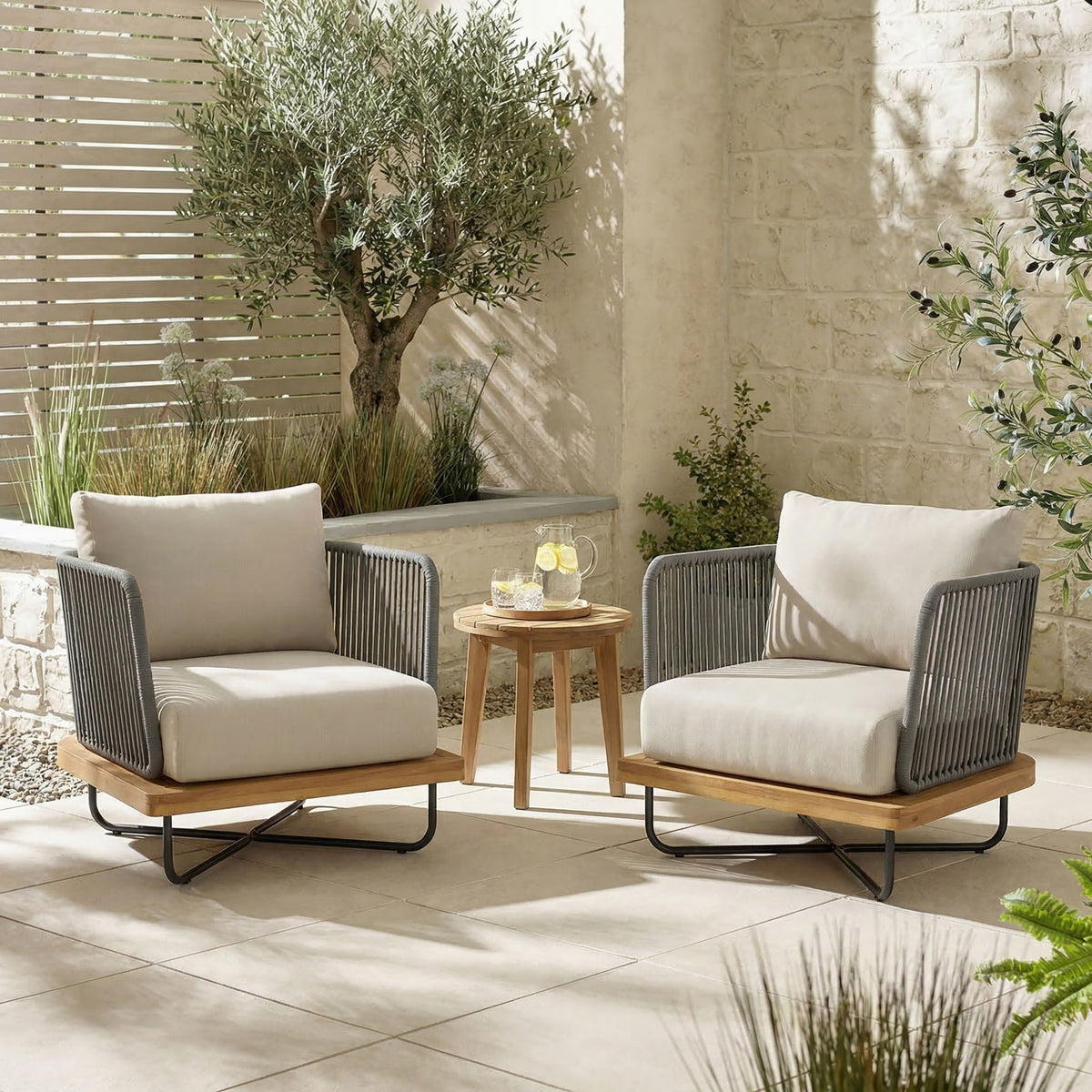 Lucca Outdoor Acacia Wood Chair, view 2