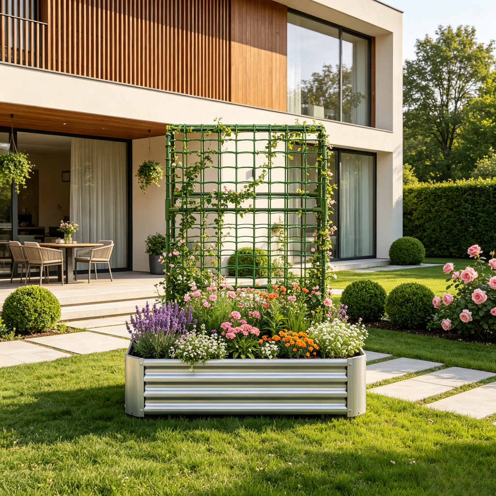 2-in-1 Raised Garden Bed with Trellis, view 2