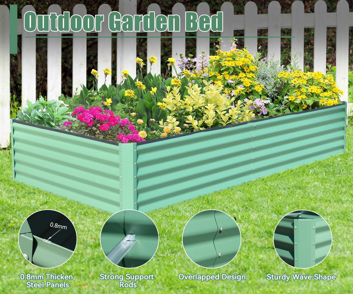 6x3x1.5ft Galvanized Raised Garden Bed – Green