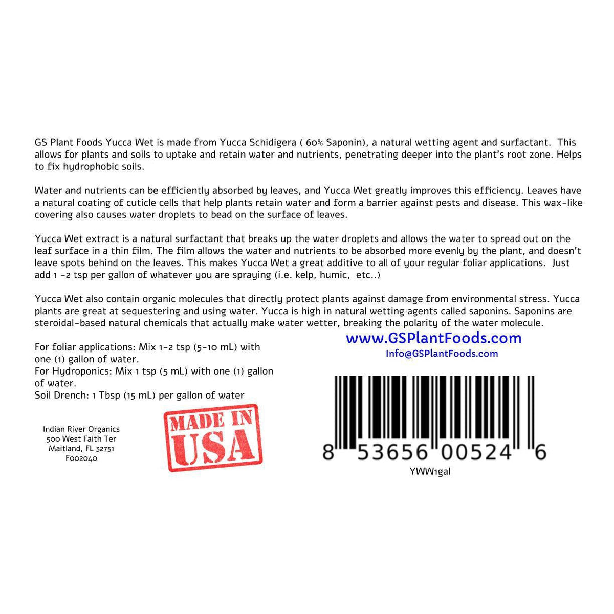 Organic Soil Wetting Agent – Yucca Wet | GS Plant Foods, view 6