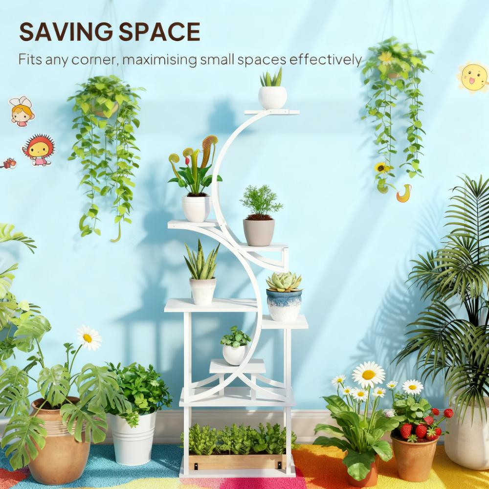 White S-shaped 8-tier plant stand, view 6