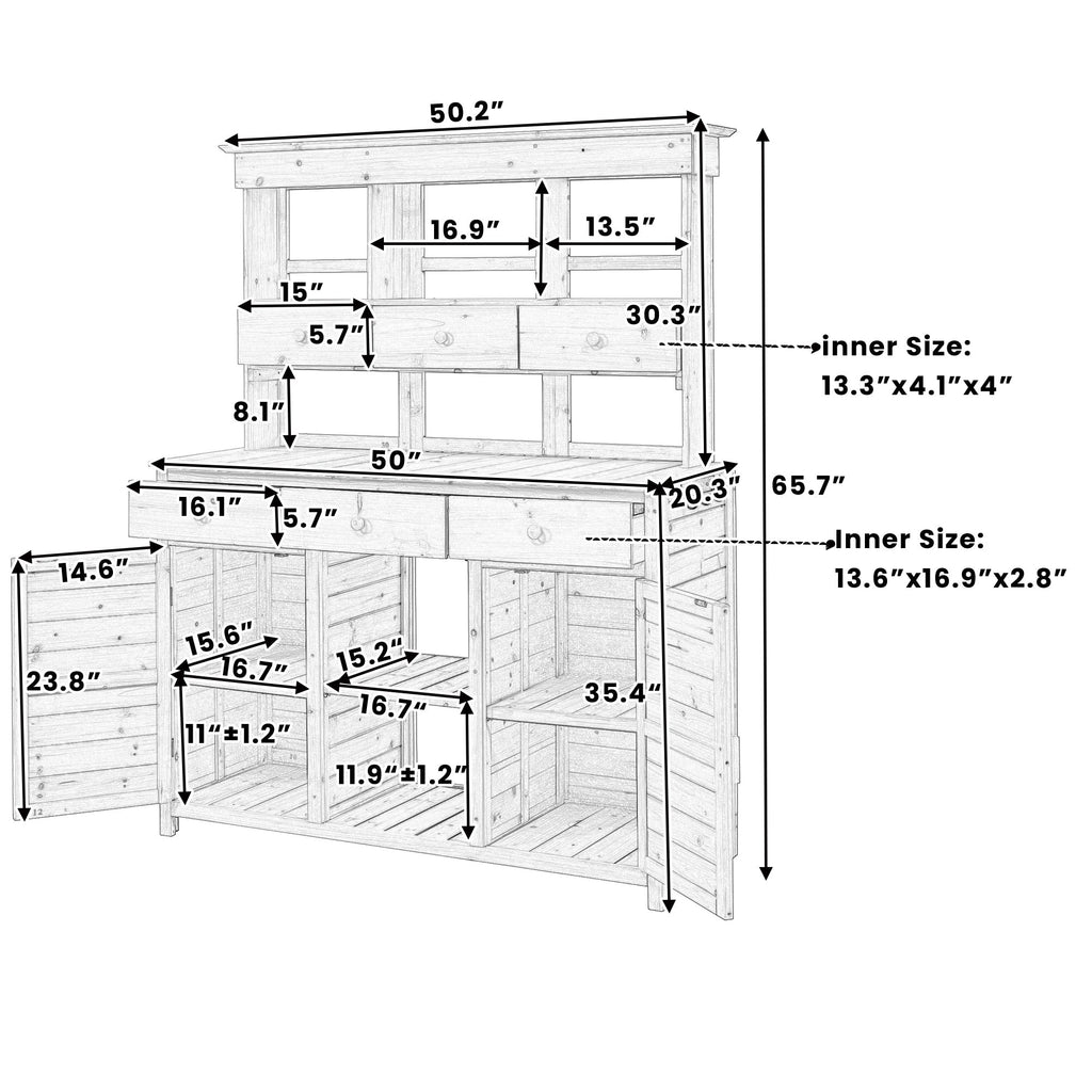 TOPMAX Garden Potting Bench Workstation with Hutch & Storage, view 5
