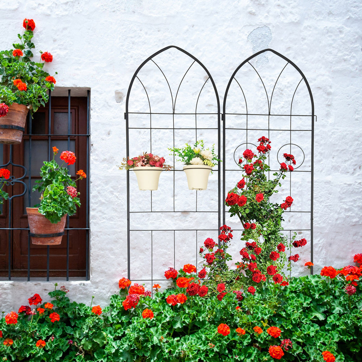 4 Pack Rustproof Iron Garden Trellis Panels, view 9