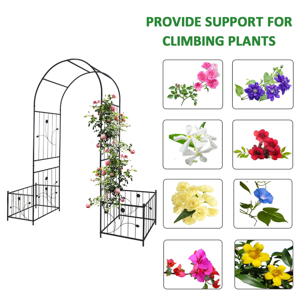 Metal Garden Arch with Two Plant Stands, view 5