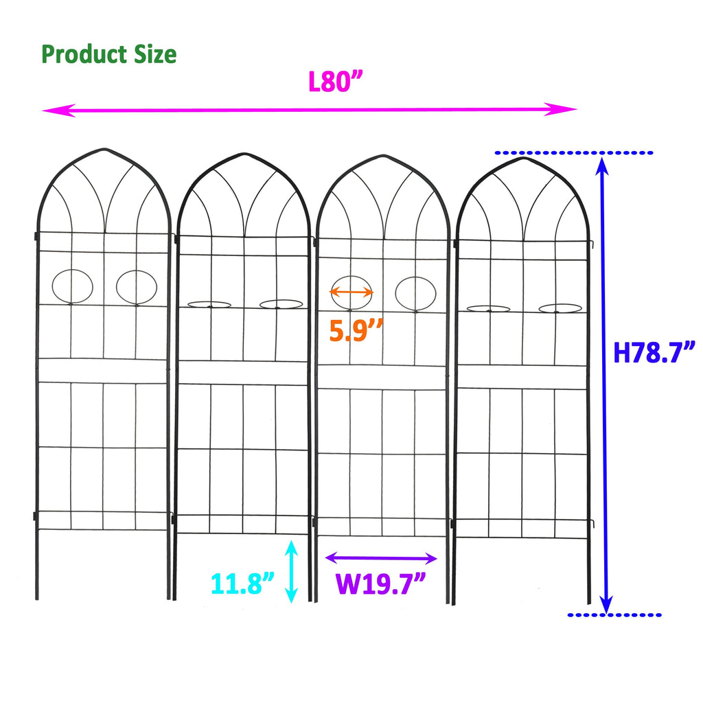 4 Pack Rustproof Iron Garden Trellis Panels, view 2
