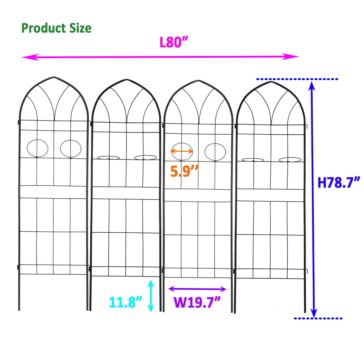 4 Pack Rustproof Iron Garden Trellis Panels