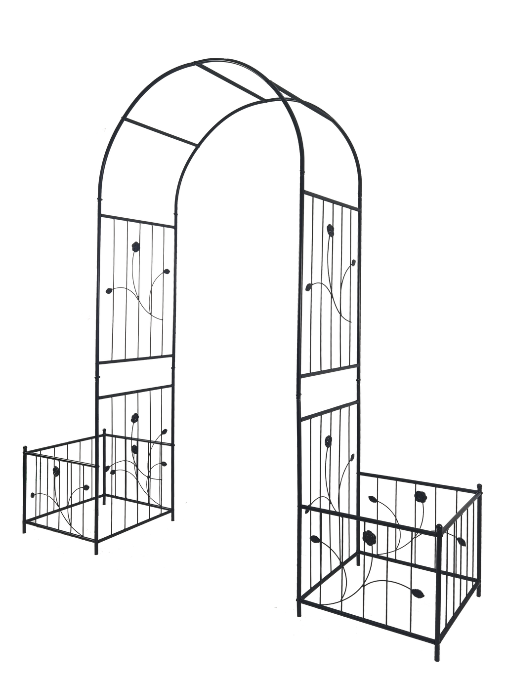 Metal Garden Arch with Two Plant Stands, view 2
