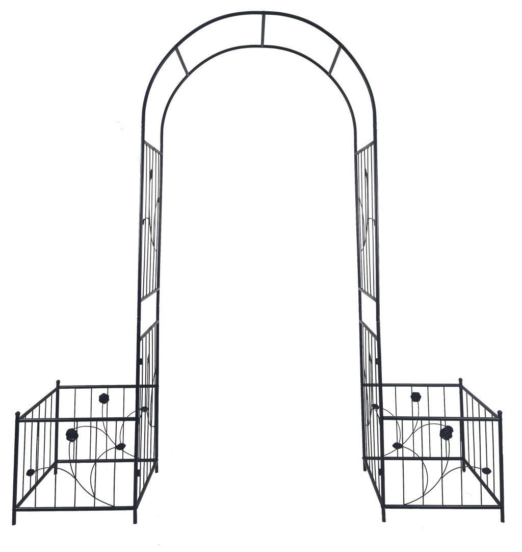 Metal Garden Arch with Two Plant Stands, view 3