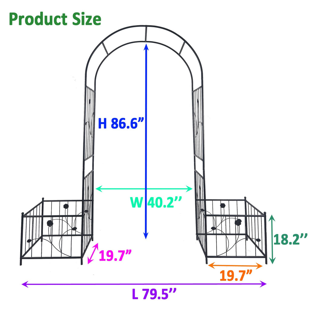 Metal Garden Arch with Two Plant Stands, view 4