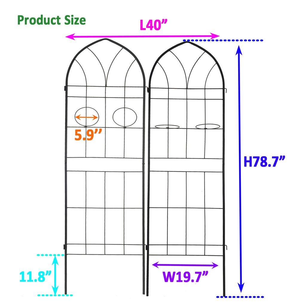 2 Pack Metal Garden Trellis 78.7" x 19.7", view 2