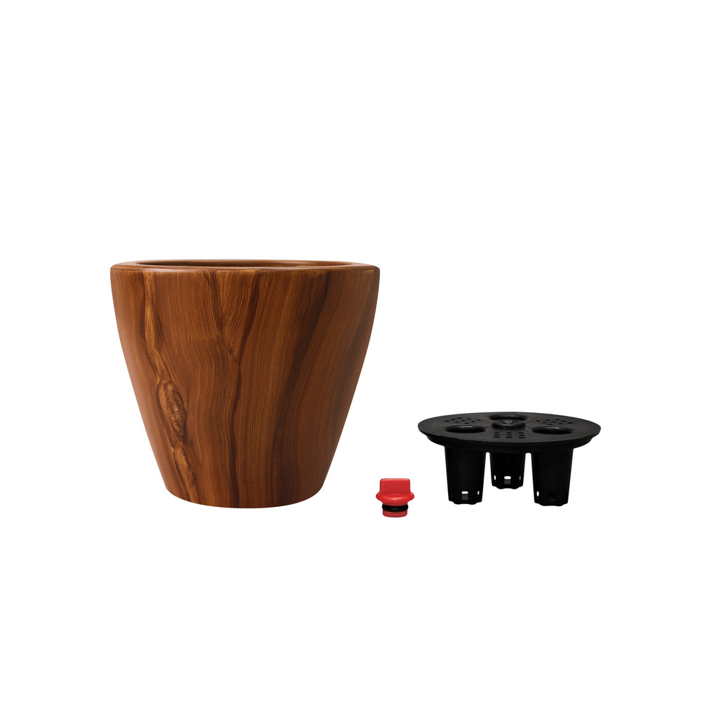 2-Pack 10 in. Dark Wood Plastic Self-Watering Planter Pot, view 7