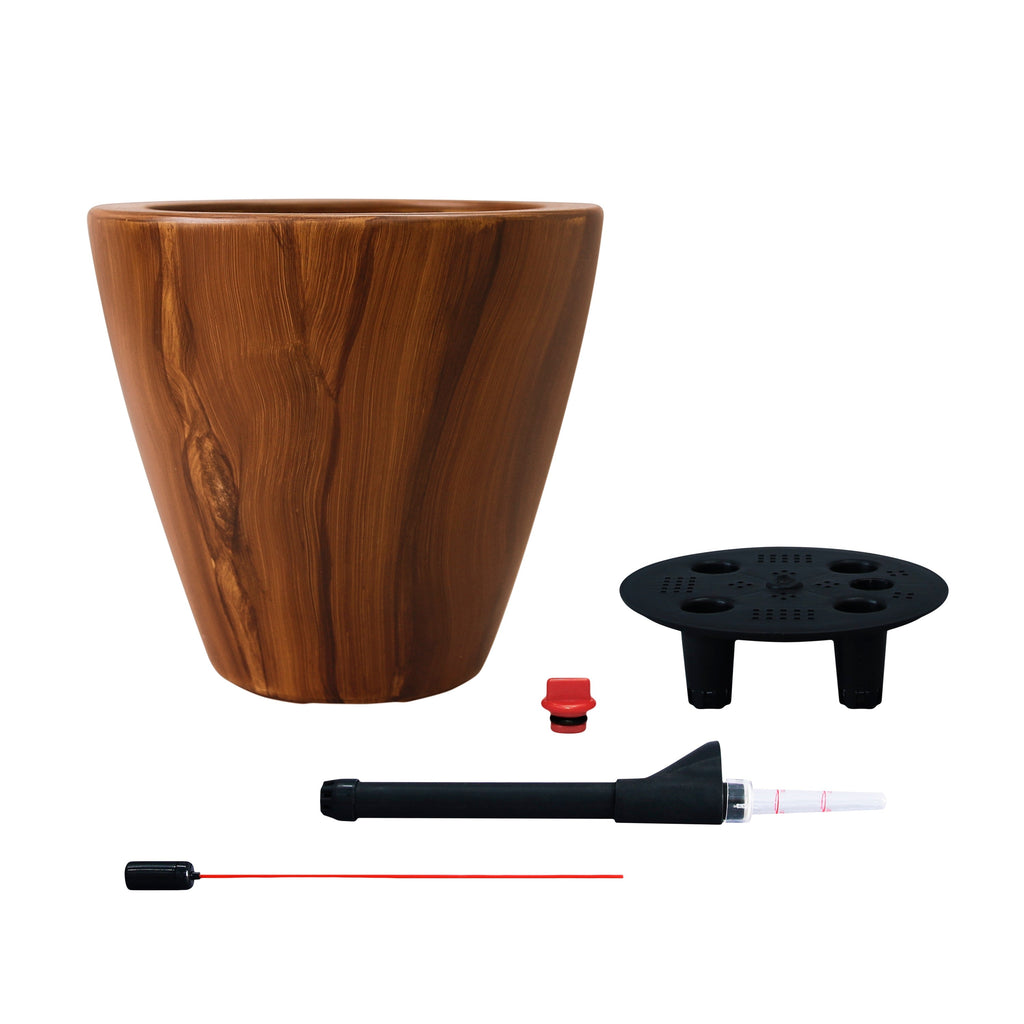 2-Pack 10 in. Dark Wood Plastic Self-Watering Planter Pot, view 8