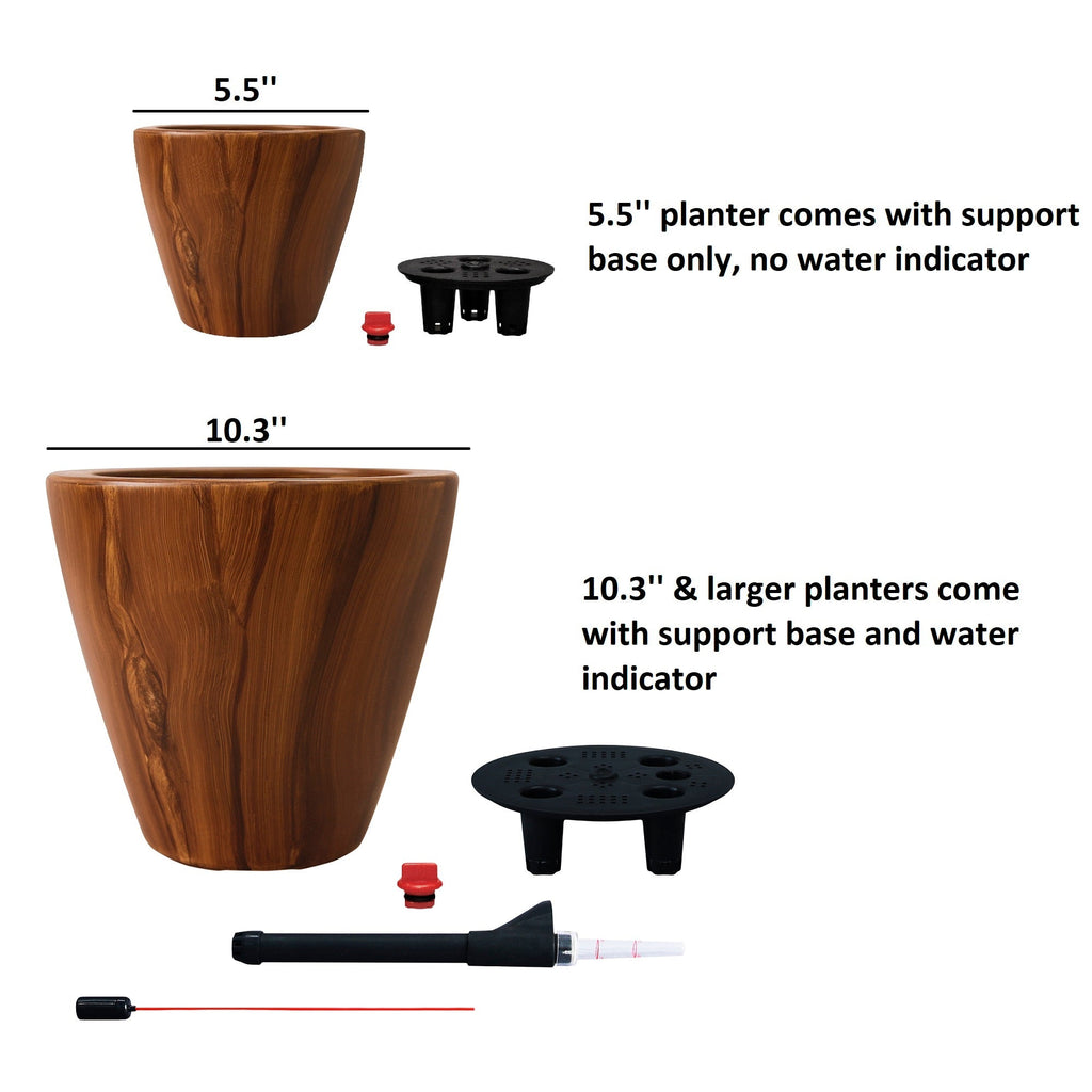 2-Pack 10 in. Dark Wood Plastic Self-Watering Planter Pot, view 9