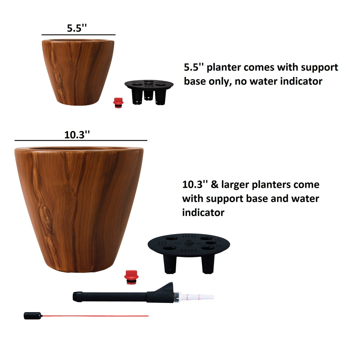 2-Pack 10 in. Dark Wood Plastic Self-Watering Planter Pot, view 9