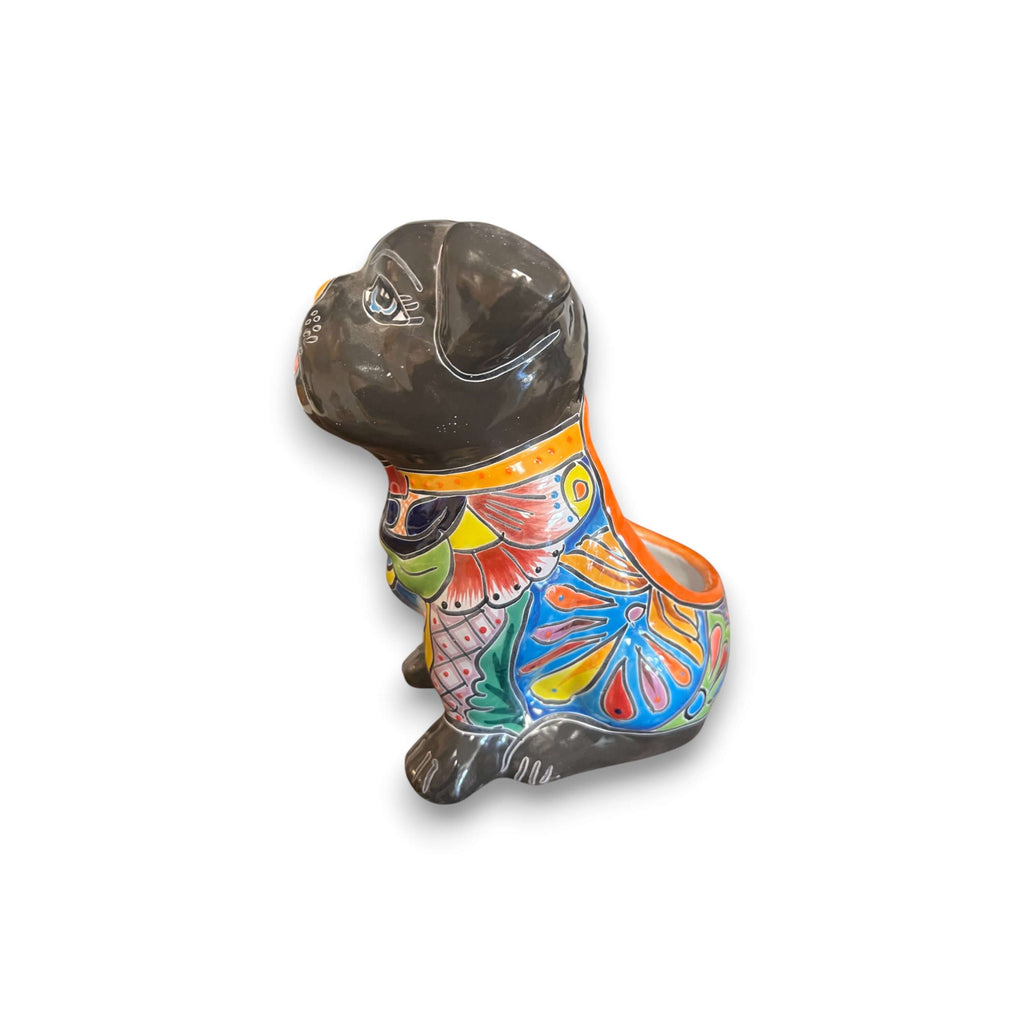 Talavera Pug Planter | Hand-Painted Mexican Dog Pottery, view 6