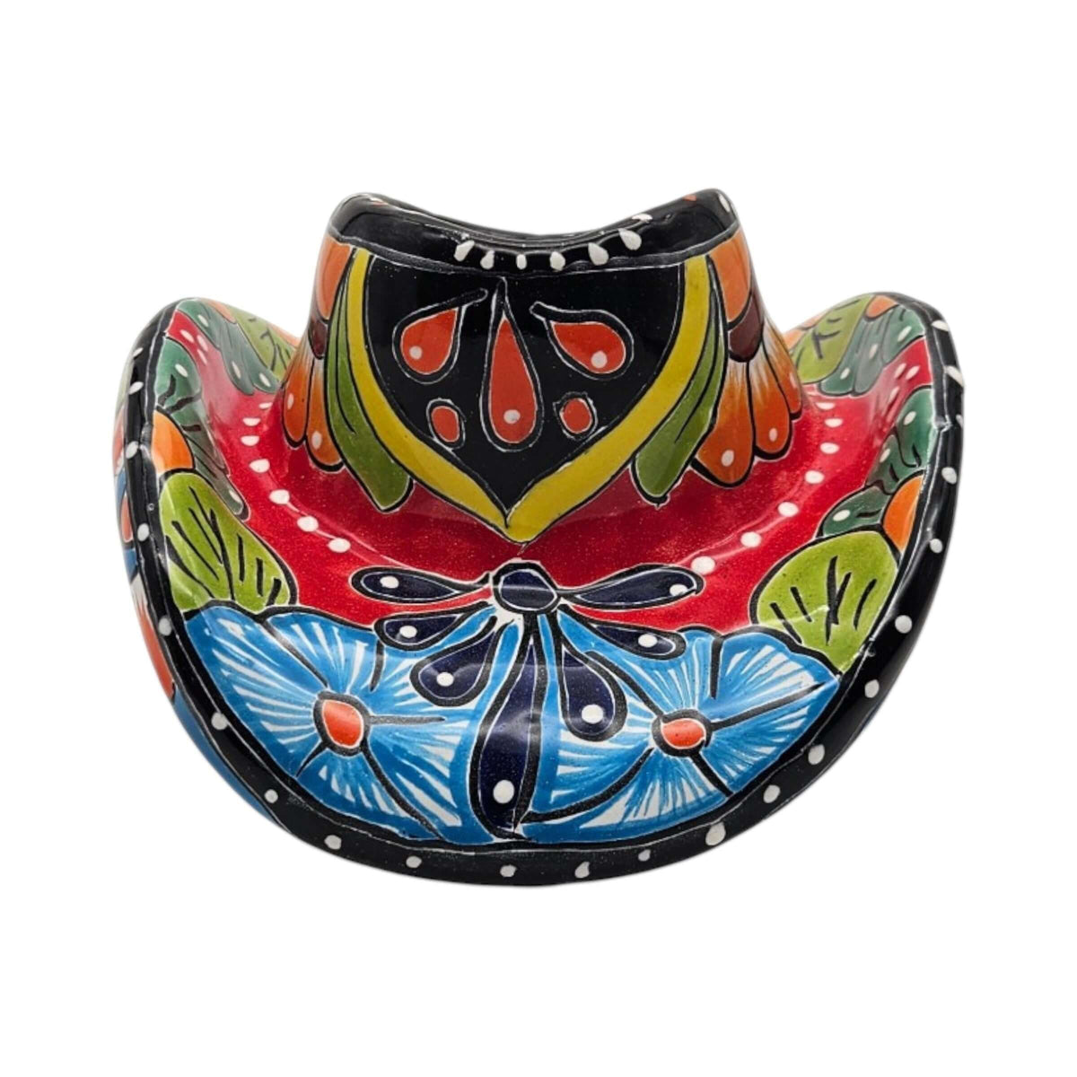 Small Talavera Sombrero Planter | Hand-Painted Cowboy Hat Decor, view 9