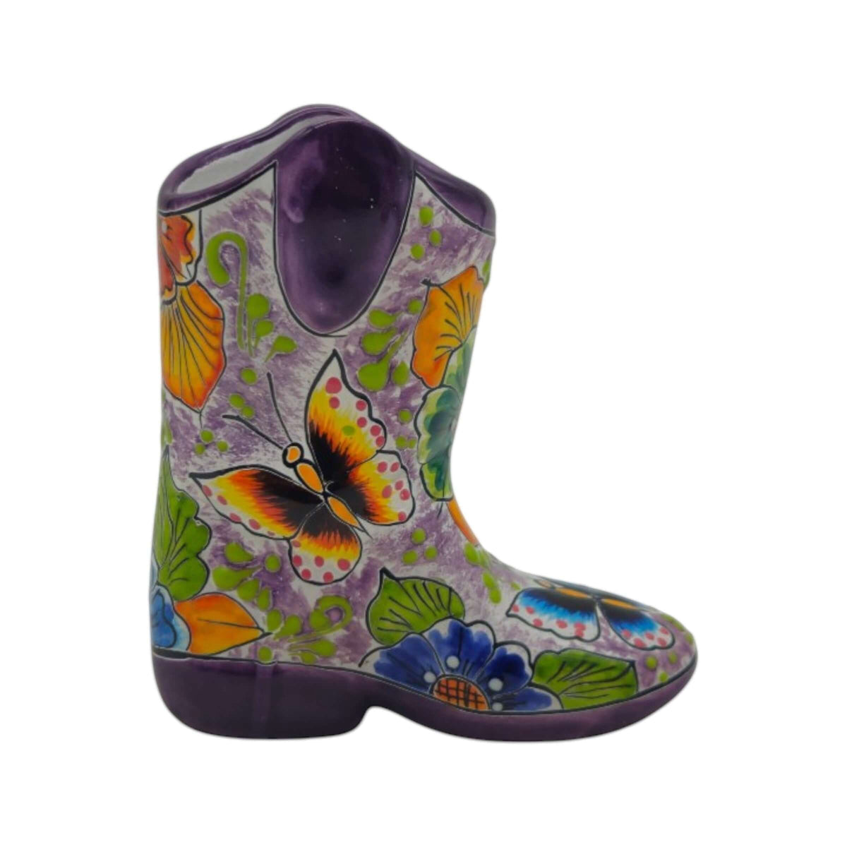 Small Hand-Painted Talavera Mexican Boot Flower Pot | Talavera Planter, view 8