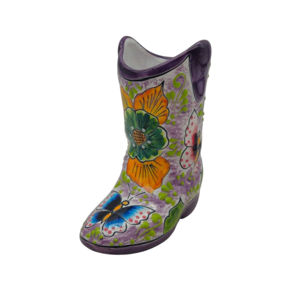 Small Hand-Painted Talavera Mexican Boot Flower Pot | Talavera Planter, view 6
