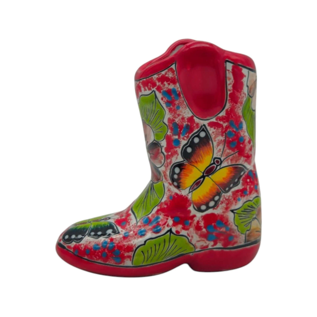 Small Hand-Painted Talavera Mexican Boot Flower Pot | Talavera Planter, view 7