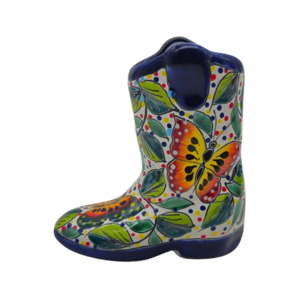 Small Hand-Painted Talavera Mexican Boot Flower Pot | Talavera Planter, view 5