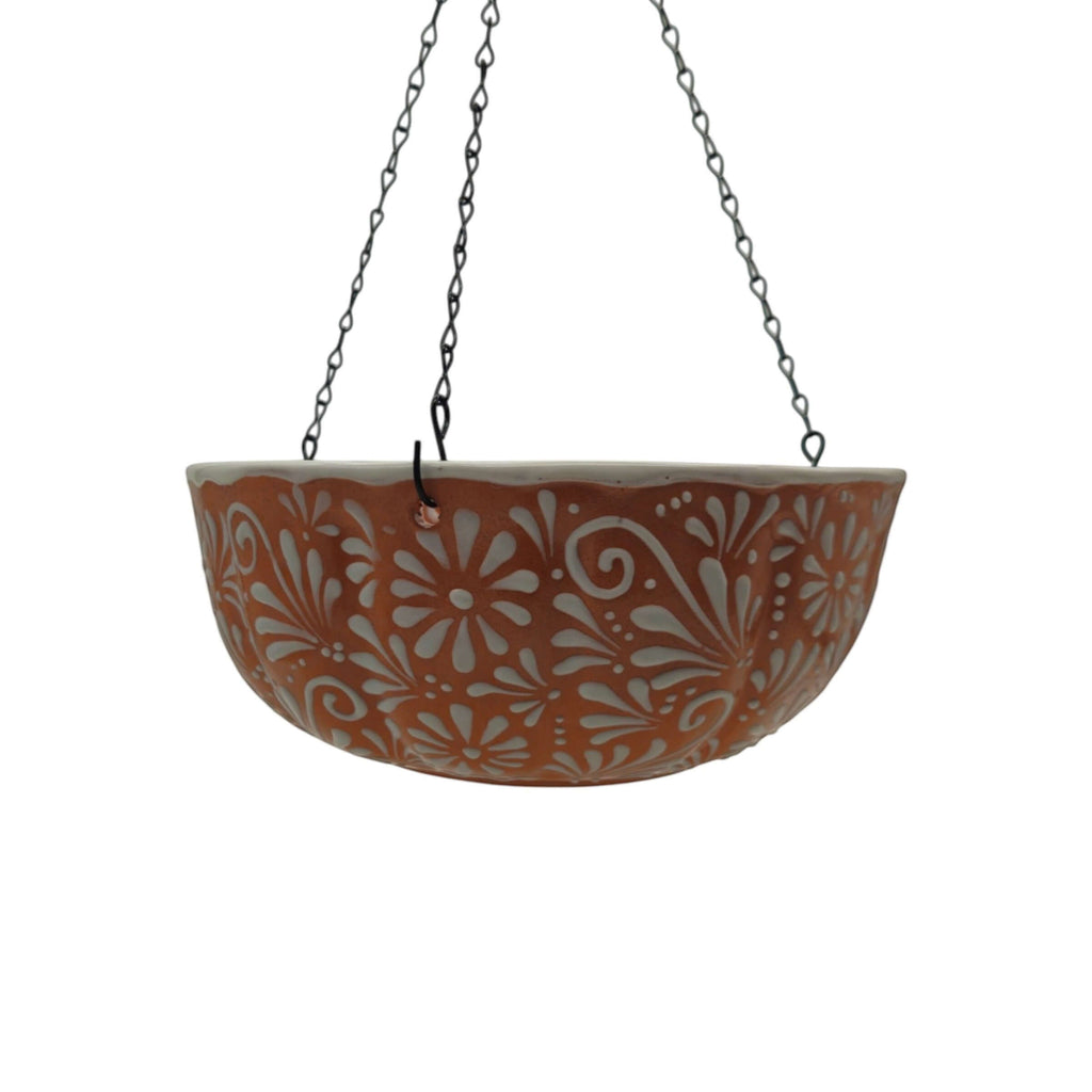 Brown & White Talavera Hanging Planter | Mexican Ceramic Pot, view 4
