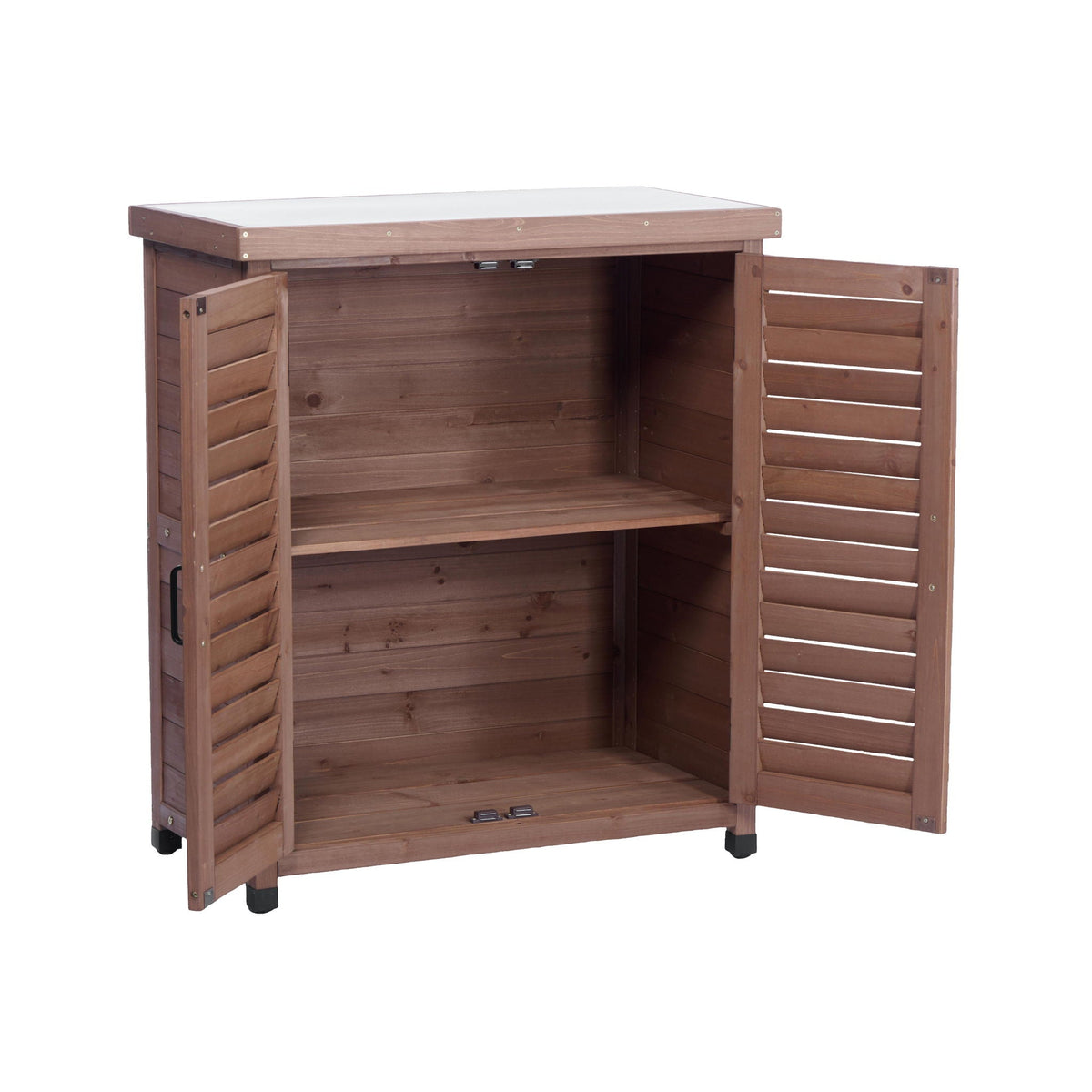 Potting Bench With Storage Cabinet And Metal Table Top For Outdoor, view 8