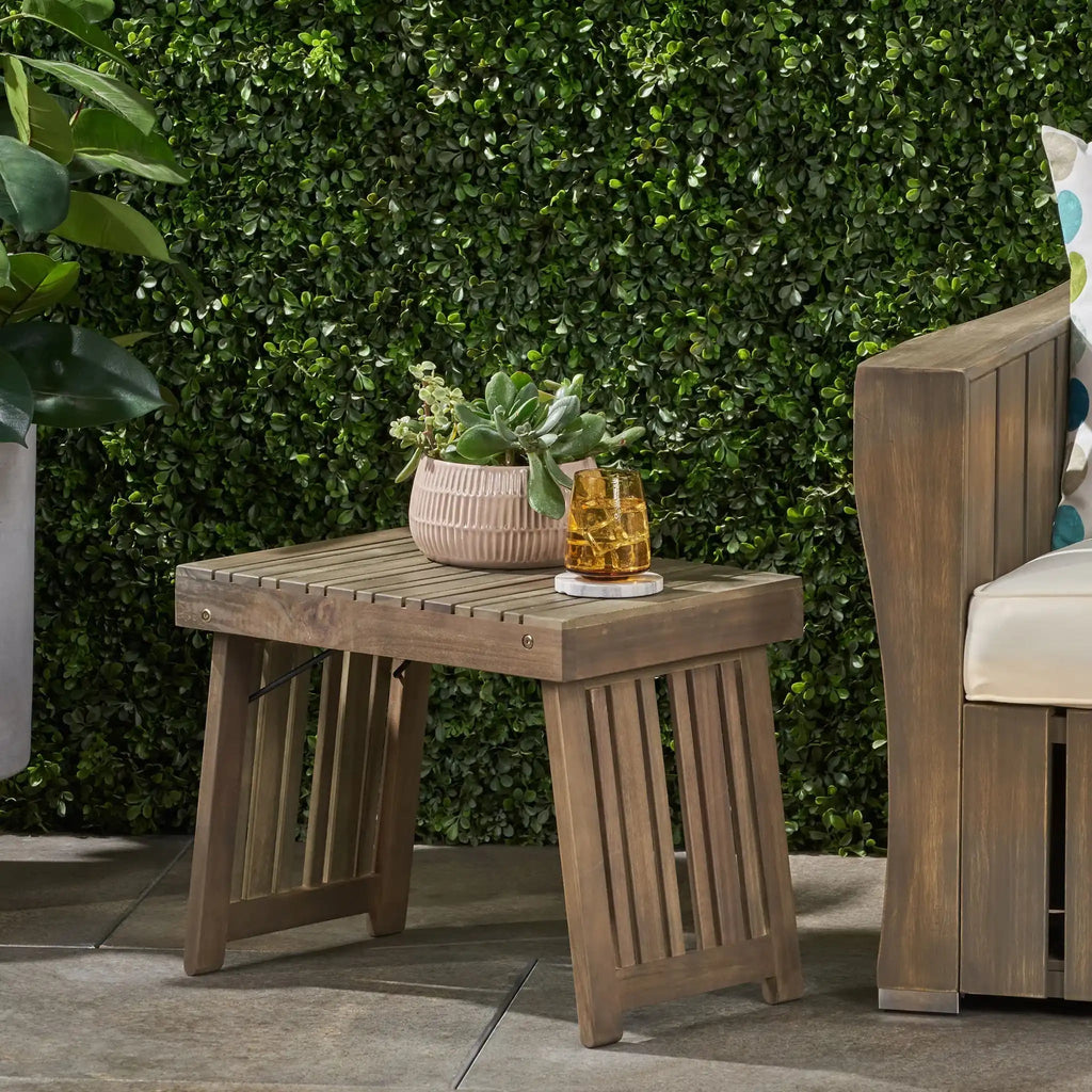 Temptation Outdoor Foldable Side Table With Slat Design, view 3