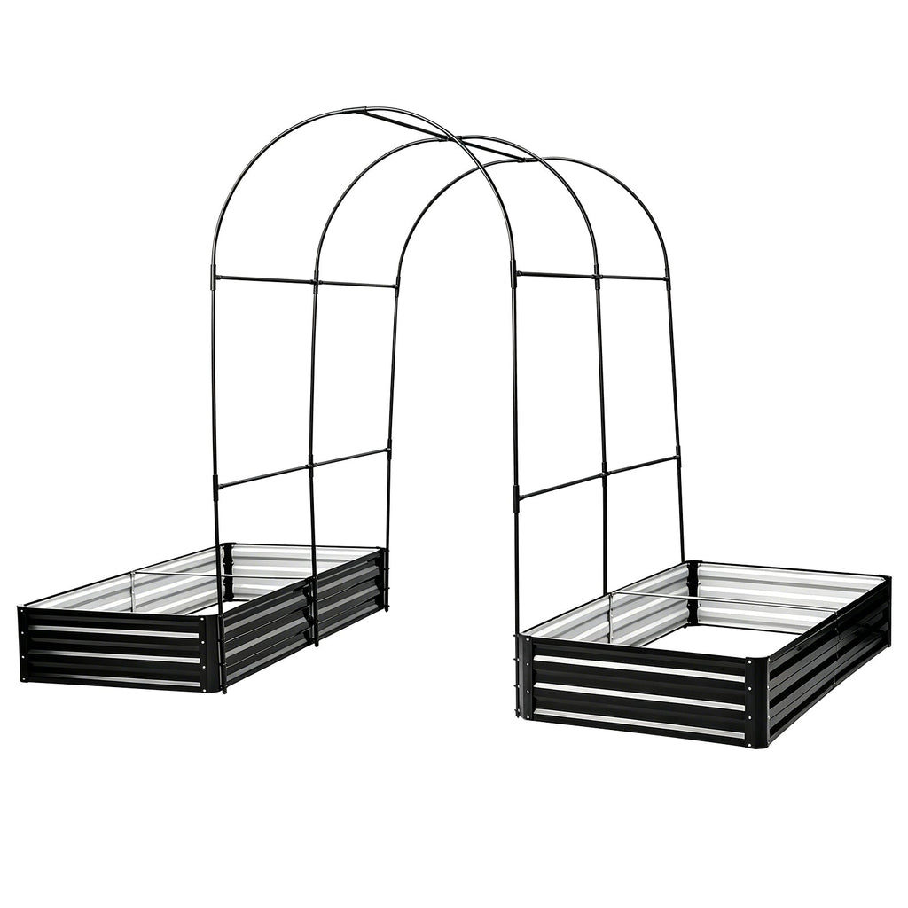 Raised Garden Bed with Arch Trellis, 2 Pack Metal Planter Boxes, view 4