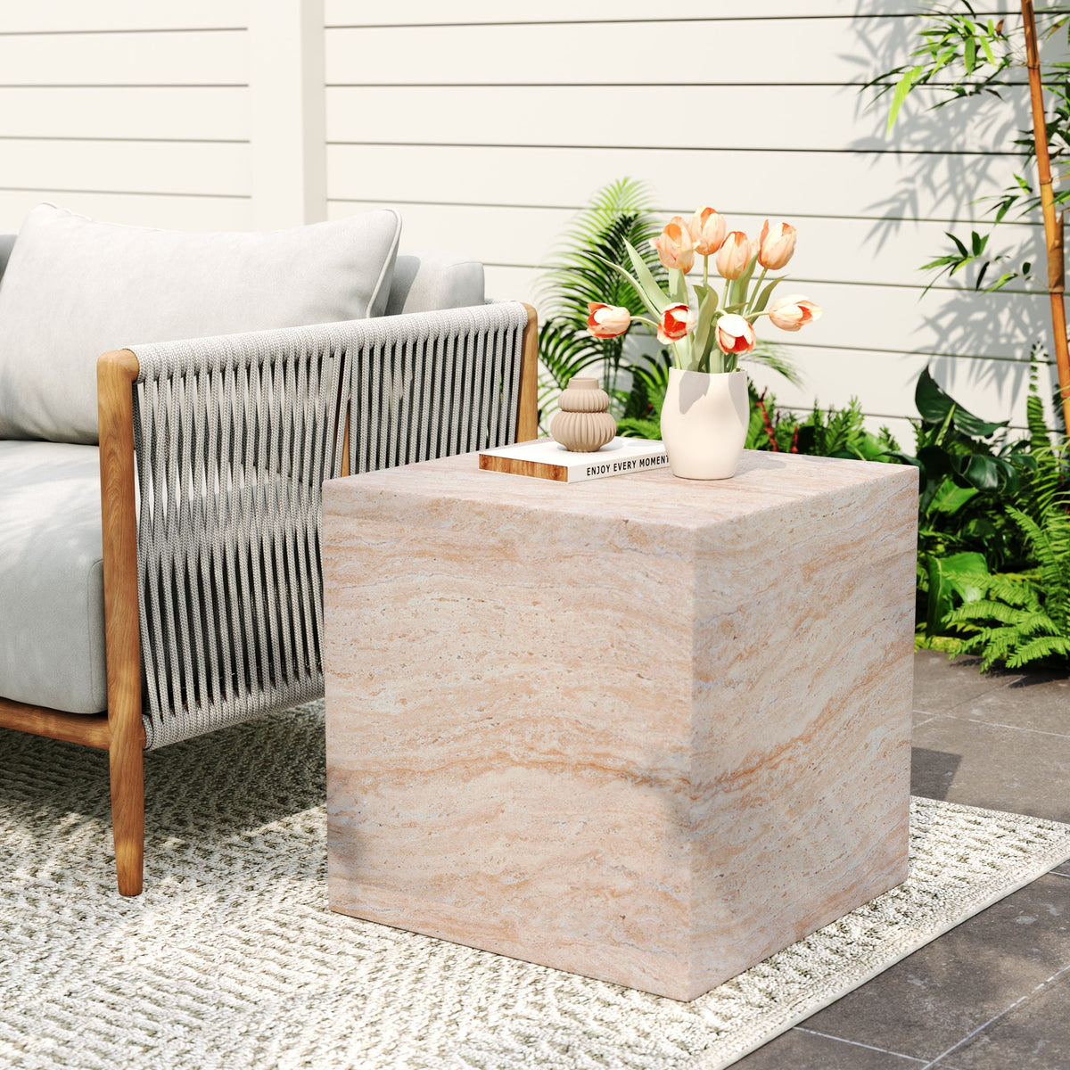 Outdoor Indoor Square Lightweight Side Table, view 6