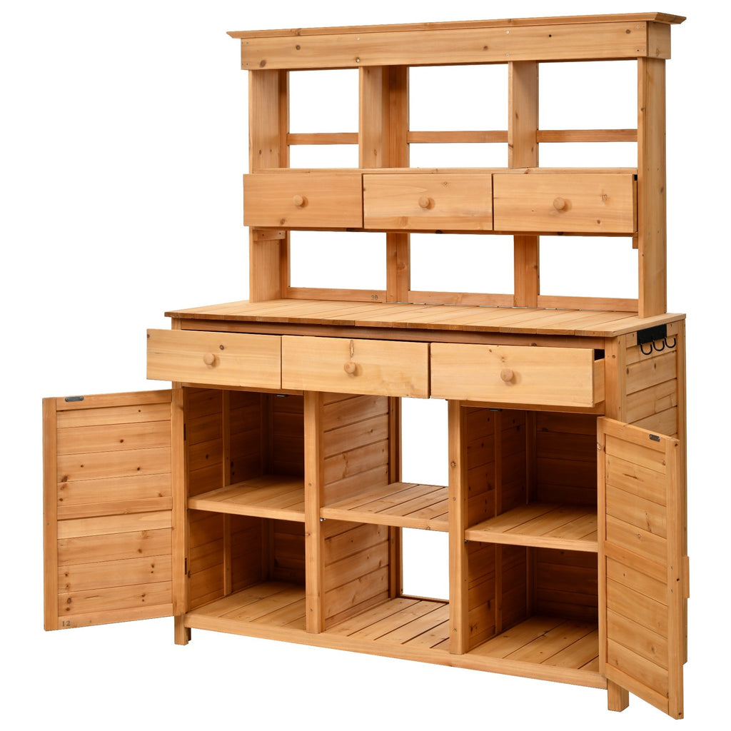 TOPMAX Garden Potting Bench Workstation with Hutch & Storage, view 7