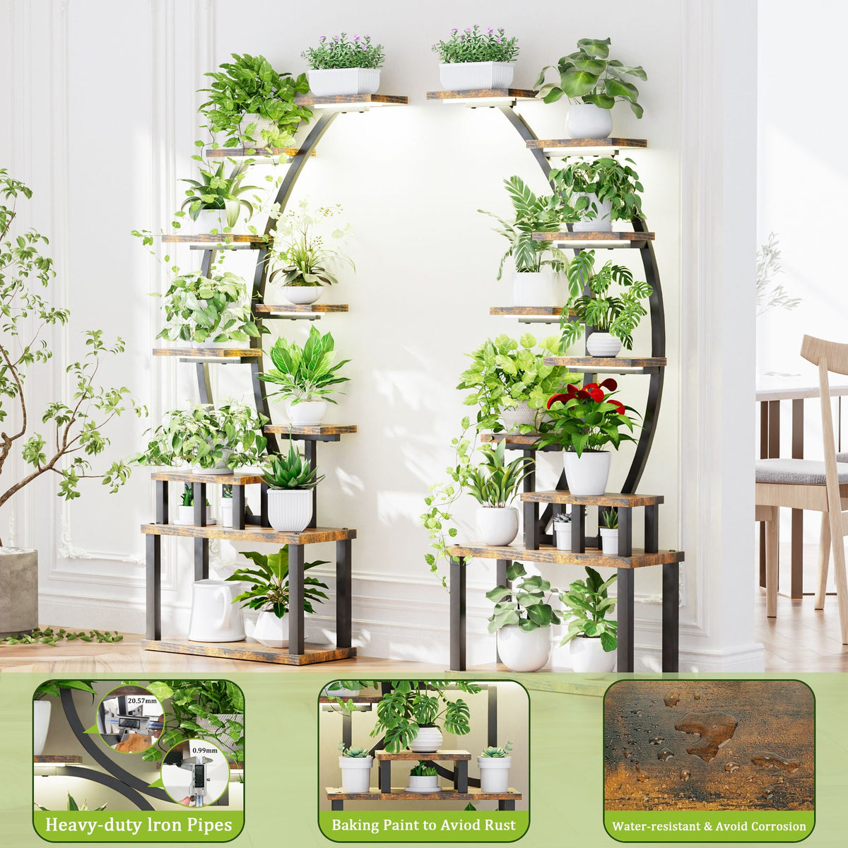 9-tier plant stand with 5 adjustable grow lights, view 5