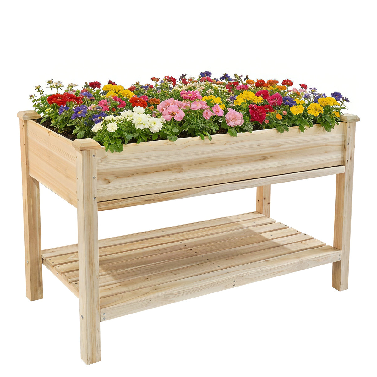 Raised Garden Bed with Water Collection Tray and Storage Shelf, view 8