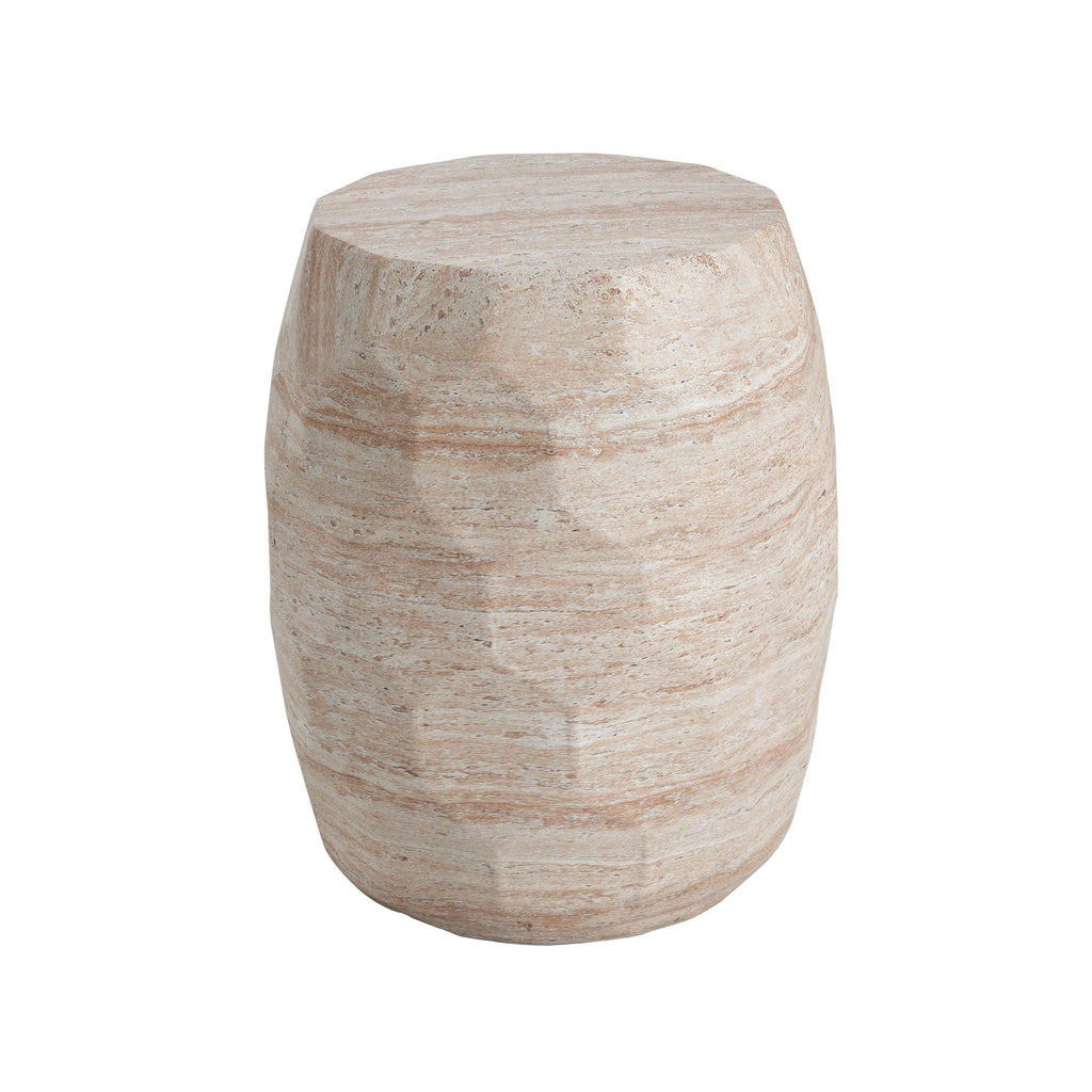Travertine Lightweight Concrete Side Table For Indoor / Outdoor Use - Beige, view 3