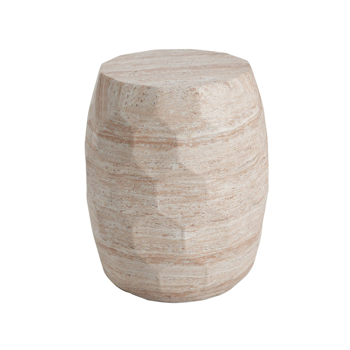 Travertine Lightweight Concrete Side Table For Indoor / Outdoor Use - Beige, view 3