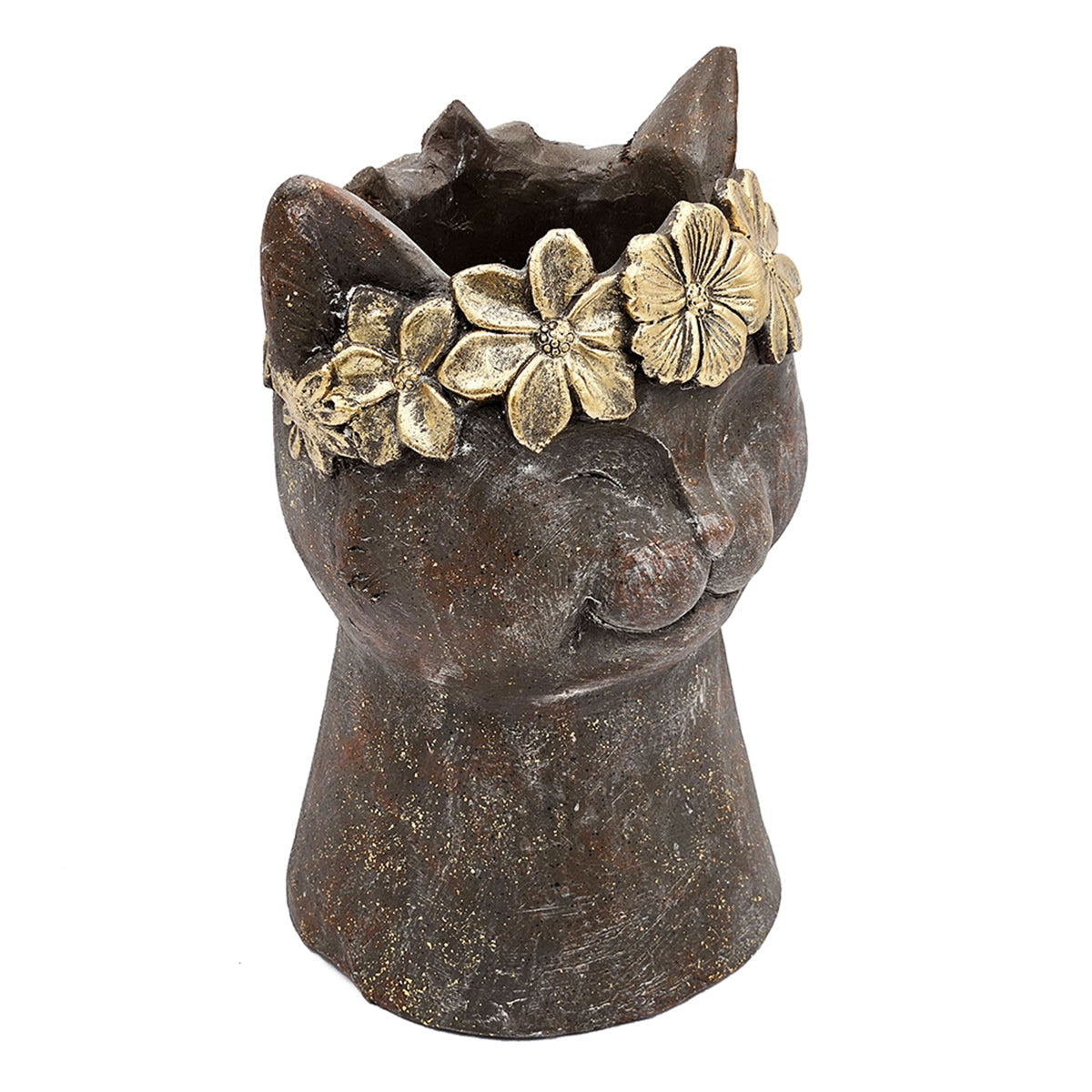 8.5x7.7x12.4" Magnesium Cat Statue Planter with Textured Finish, view 8