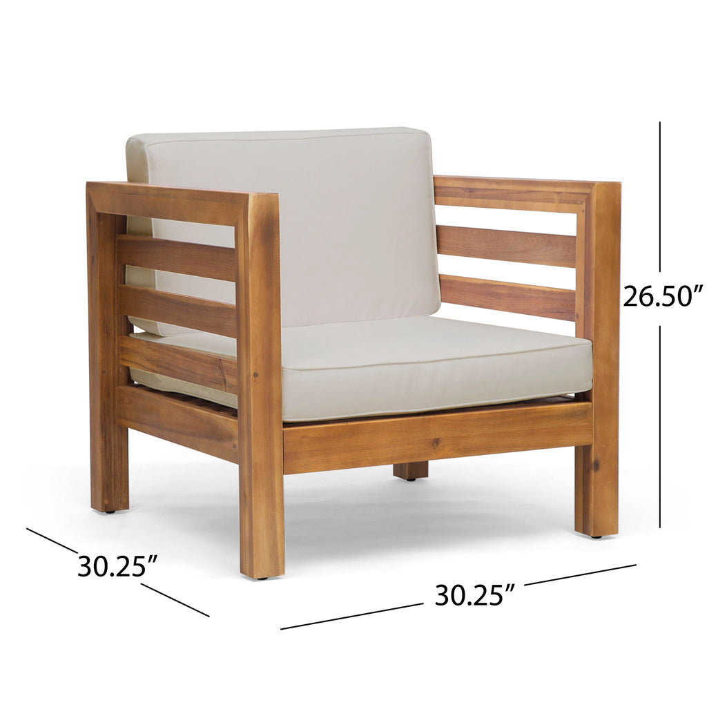 Outdoor Acacia Wood Patio Chair With Fabric Cushion, view 12