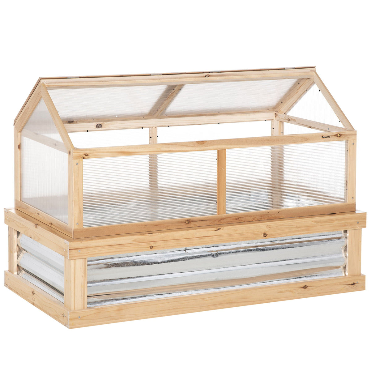 Outsunny Raised Garden Bed with Polycarbonate Cold Frame Cover, 48" x 24" - Natural, view 3
