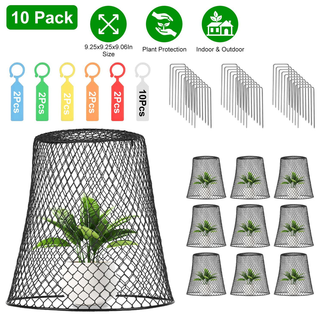 10Pack 9.25x9.25in Chicken Wire Cloches Plant Covers Metal Garden Cages Heavy Duty Plant Protectors with, view 2
