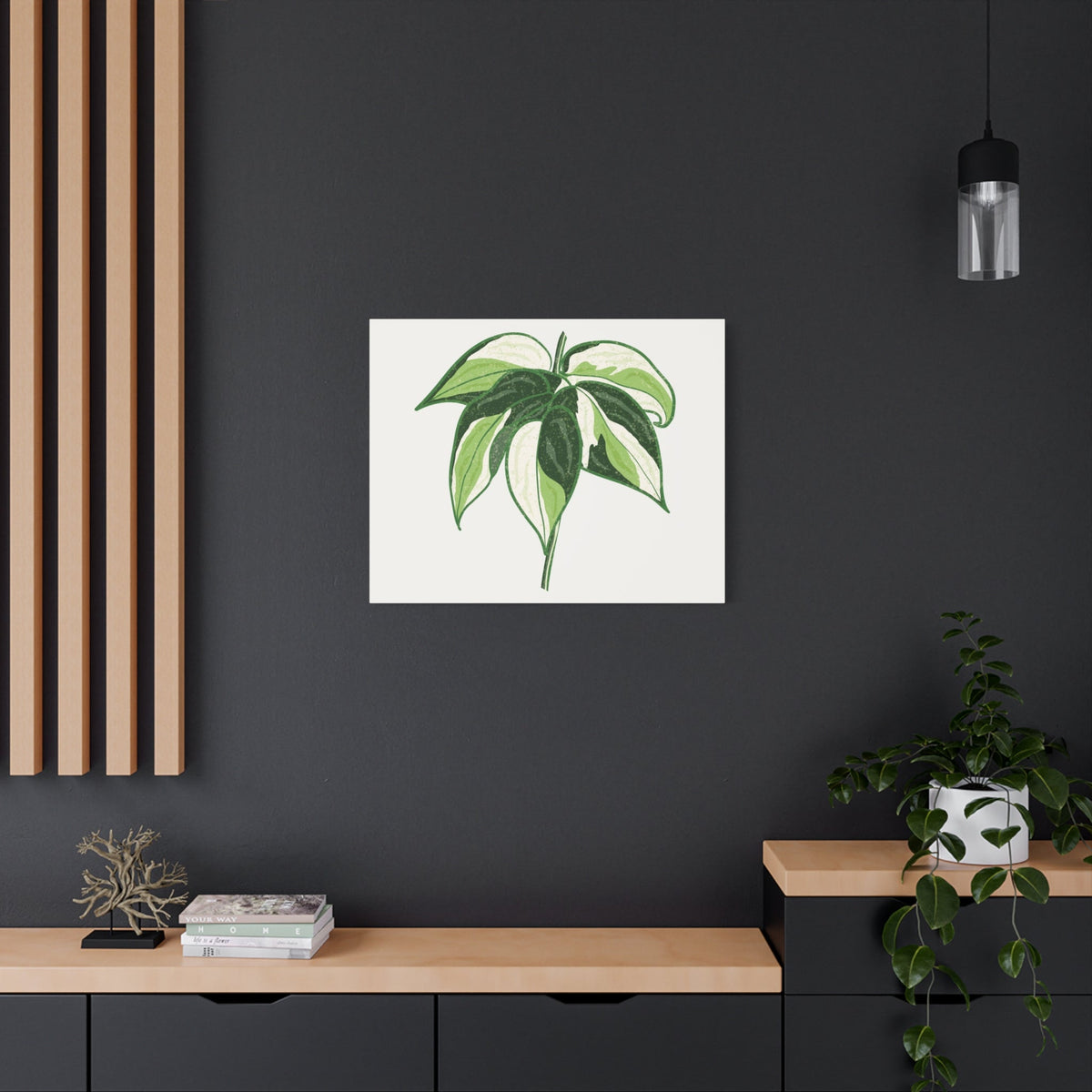 Philodendron Cream Splash Canvas Print – Botanical Wall Art