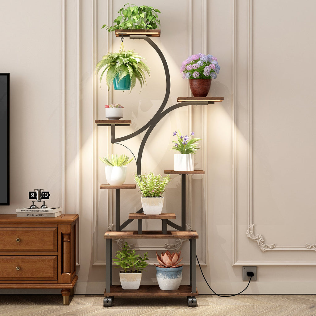 62" S-shaped plant stand with grow lights